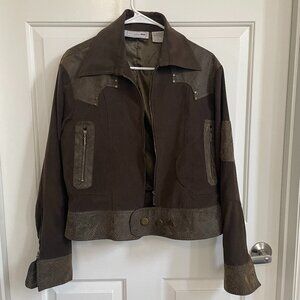 Faux Suede Zip Jacket Size L